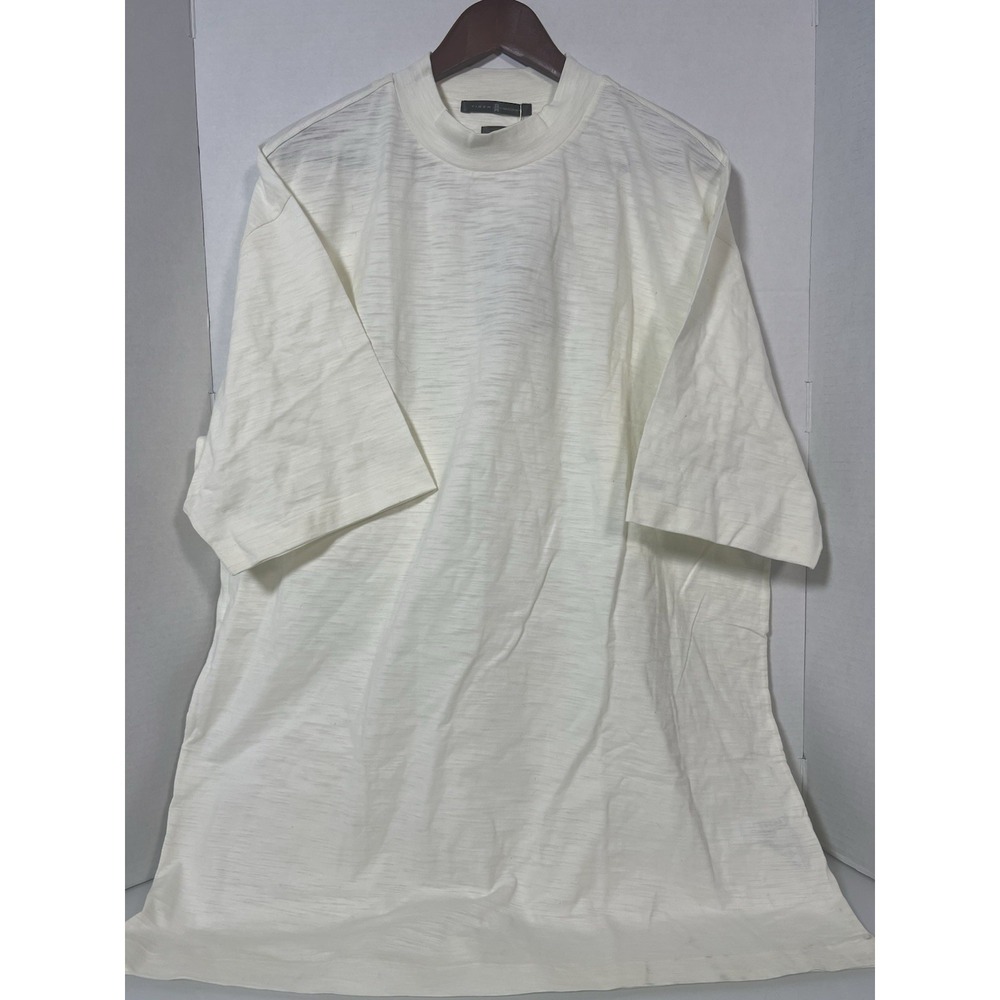 VTG Tiger Woods Men 2XL White Textured Striped T Shirt Single Stitch Classic 058